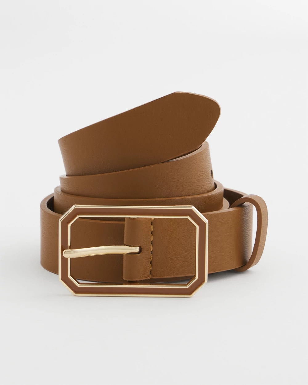 Cognac Enamel Buckle Trouser Belt