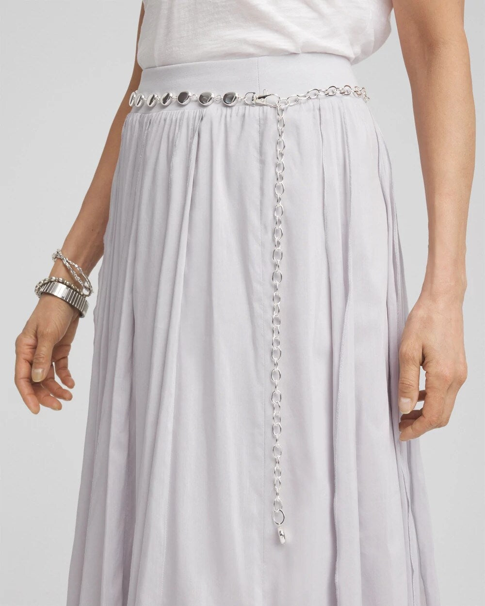 Silvertone Pebble Chain Belt