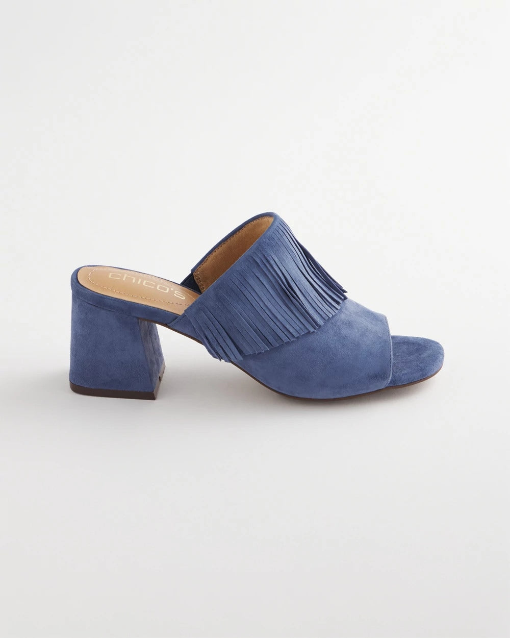Blue Lotus Suede Fringe Block Heels