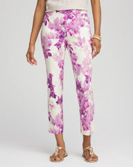 Chico's Women | Petite Floral Brigitte™ Pull-On Slim Cropped Pants PLUM SHADE