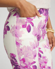 Chico's Women | Petite Floral Brigitte™ Pull-On Slim Cropped Pants PLUM SHADE