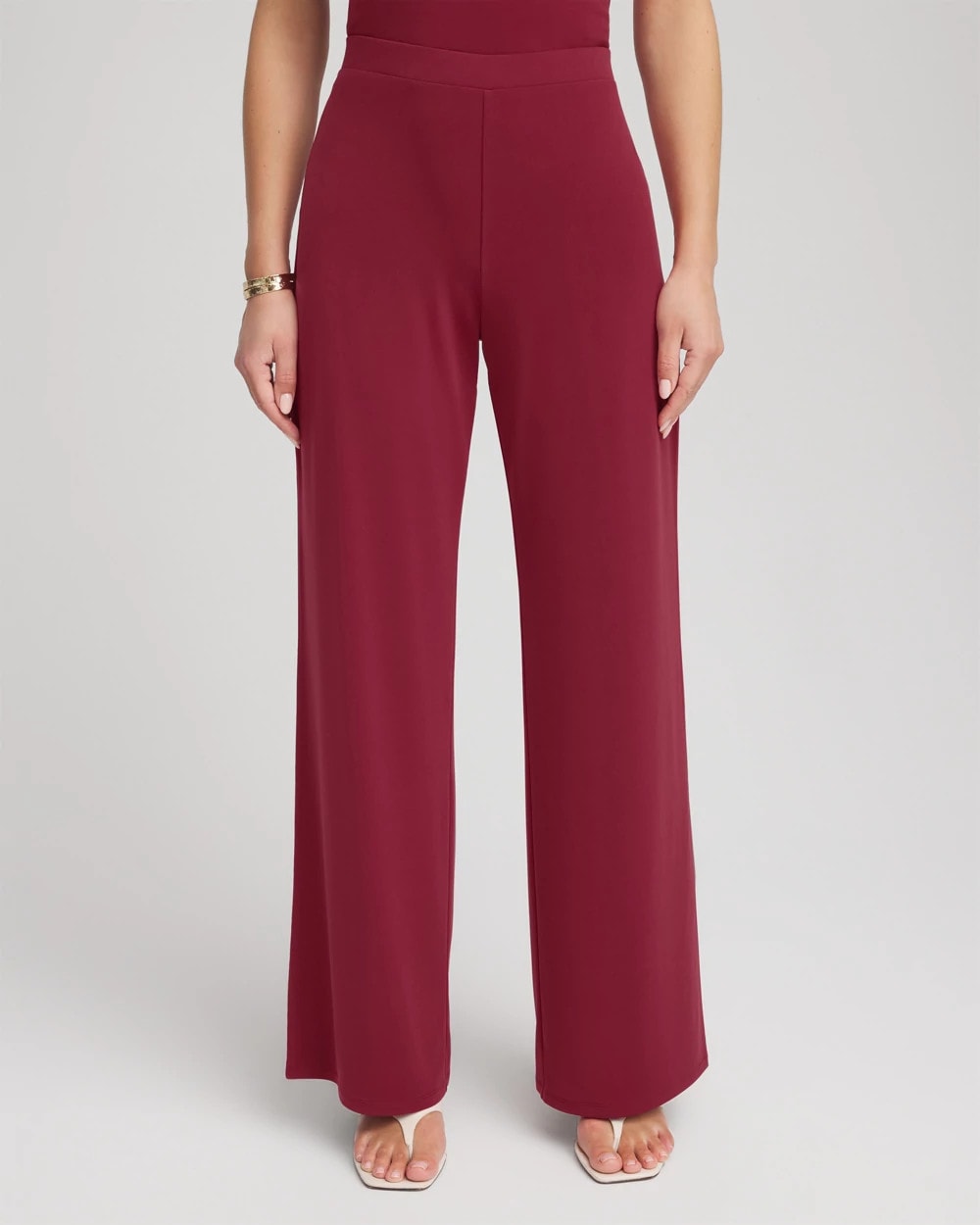 Chico's Women | Petite Travelers™ Knit Wide-Leg Pants RUSSET RED