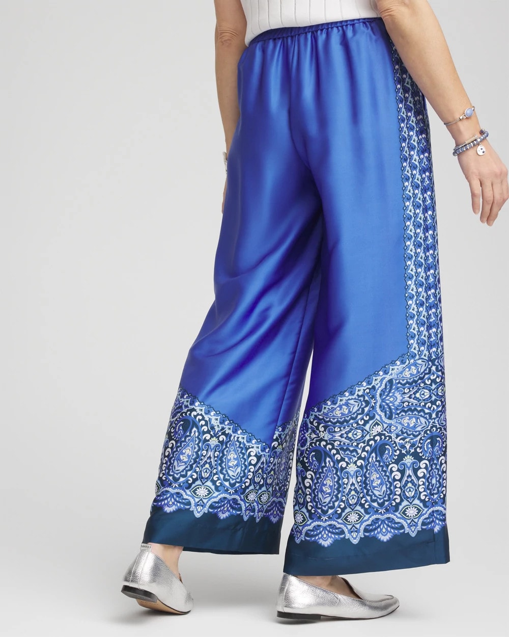 Chico's Women | Petite Pull-on Paisley Drawstring Cropped Pants BLUE PEARL
