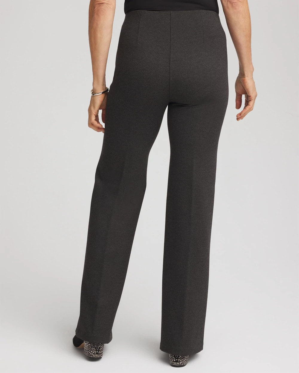 Chico's Women | Petite Juliet Wide Full-Length Ponte Pants GRAPHITE HEATHER GRAY