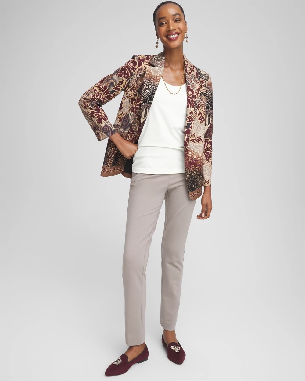 Chico's Women | Petite Juliet Slim Trim Detail Ankle Pants ROCKY MOUNTAIN