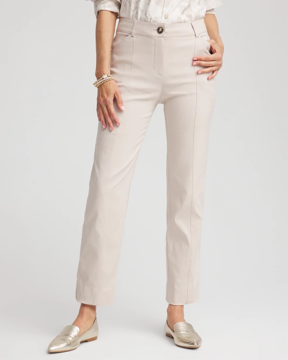 Chico's Women | Petite Bi-Stretch Straight Ankle Pants SMOKEY TAUPE