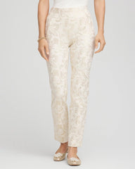 Chico's Women | Petite Juliet Golden Foiled Slim Ankle Pants ENGLISH CREAM
