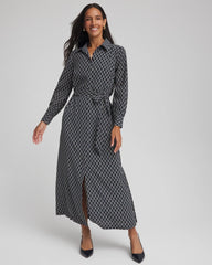Chico's Women | Petite Chain Print Maxi Shirtdress PASSPORT BLUE