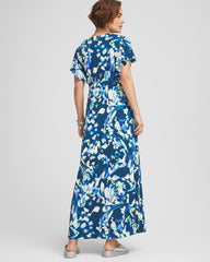 Chico's Women | Petite Flutter Sleeved Jersey Maxi Dress SEAPORT BLUE