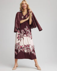 Chico's Women | Petite Floral Flutter-Sleeve Maxi Dress BLACK