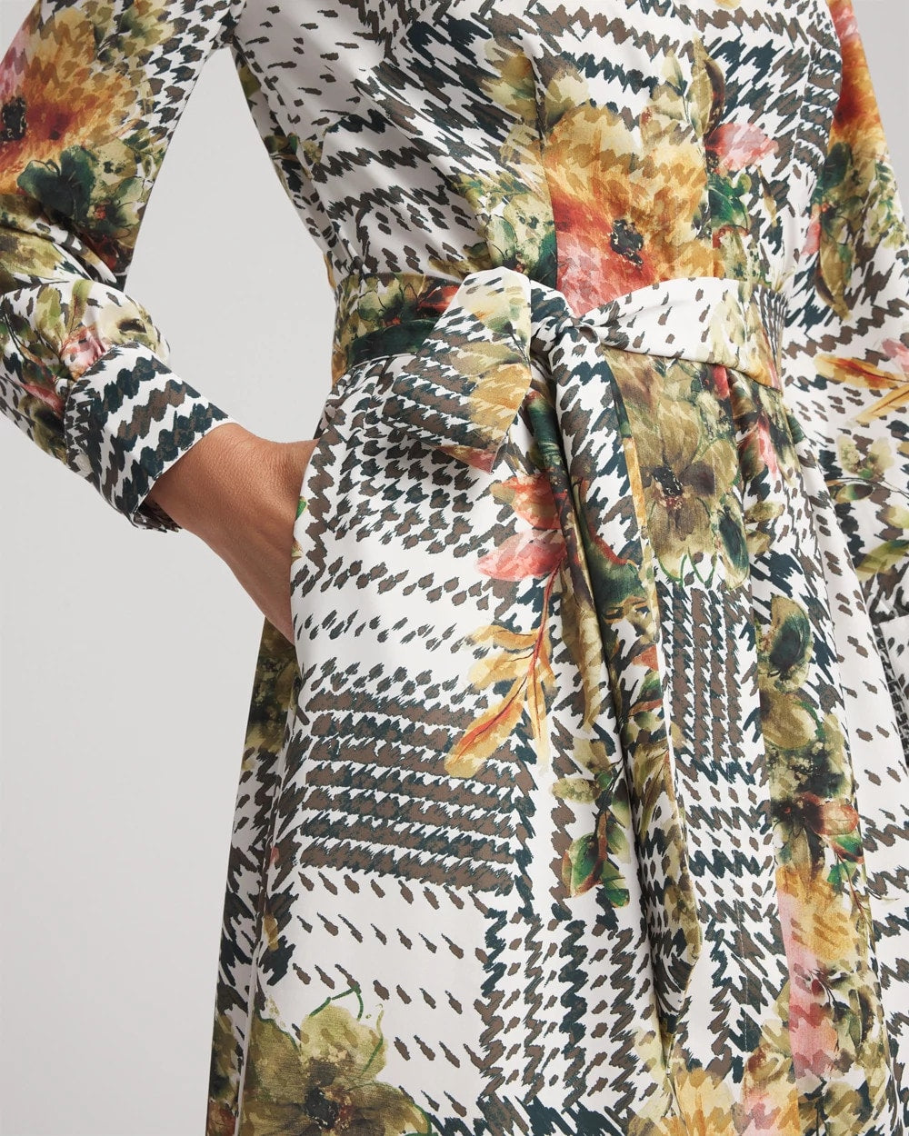 Chico's Women | Petite Artisanal Floral Print Maxi Shirtdress ECRU