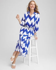 Chico's Women | Petite Chevron Striped Shirtdress ALABASTER
