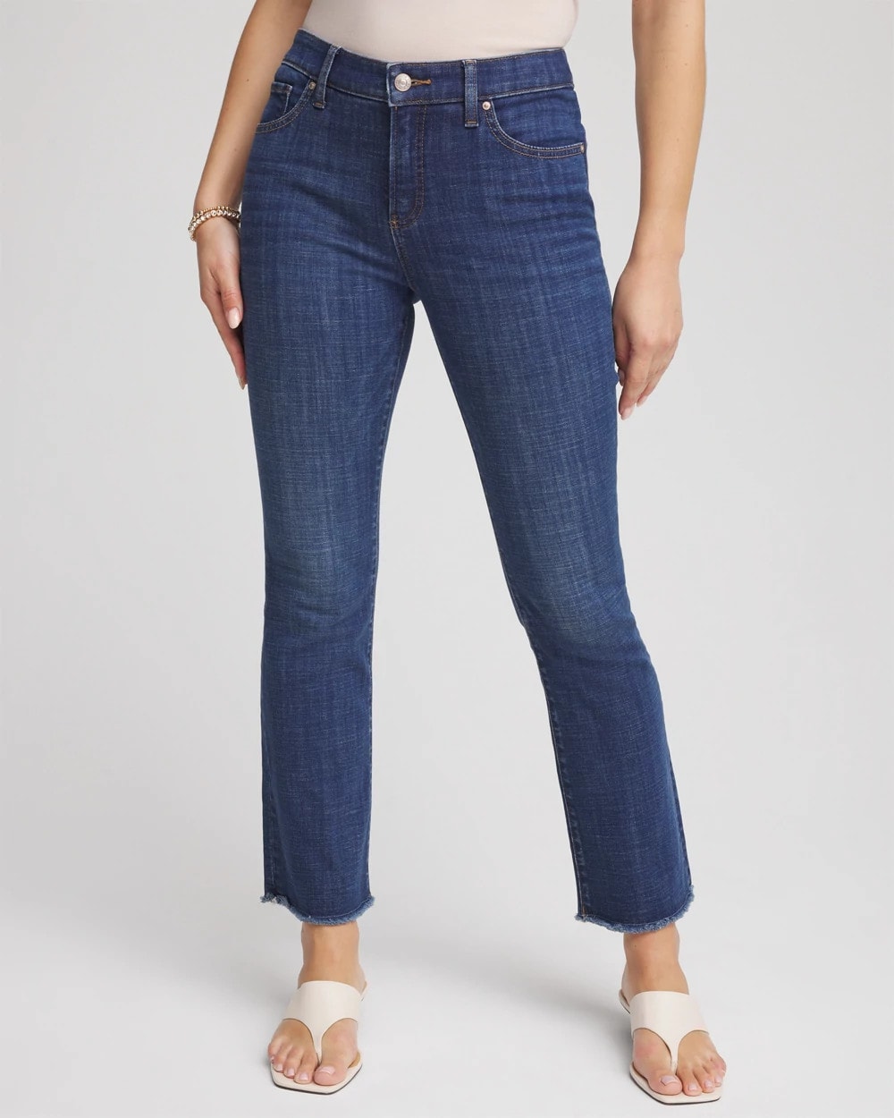 Chico's Women | Petite Girlfriend Fray Hem Kick Flares CARINA INDIGO