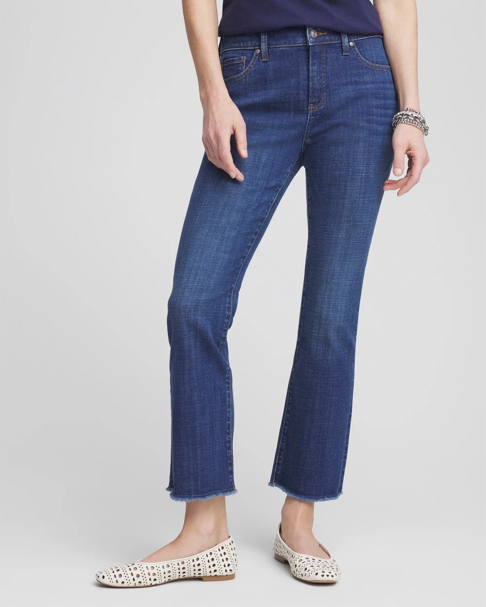 Chico's Women | Petite Girlfriend Fray Hem Kick Flares CARINA INDIGO