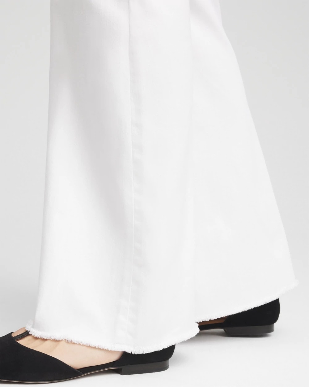 Chico's Women | Petite Girlfriend No Stain Frayed Flared Jeans ALABASTER