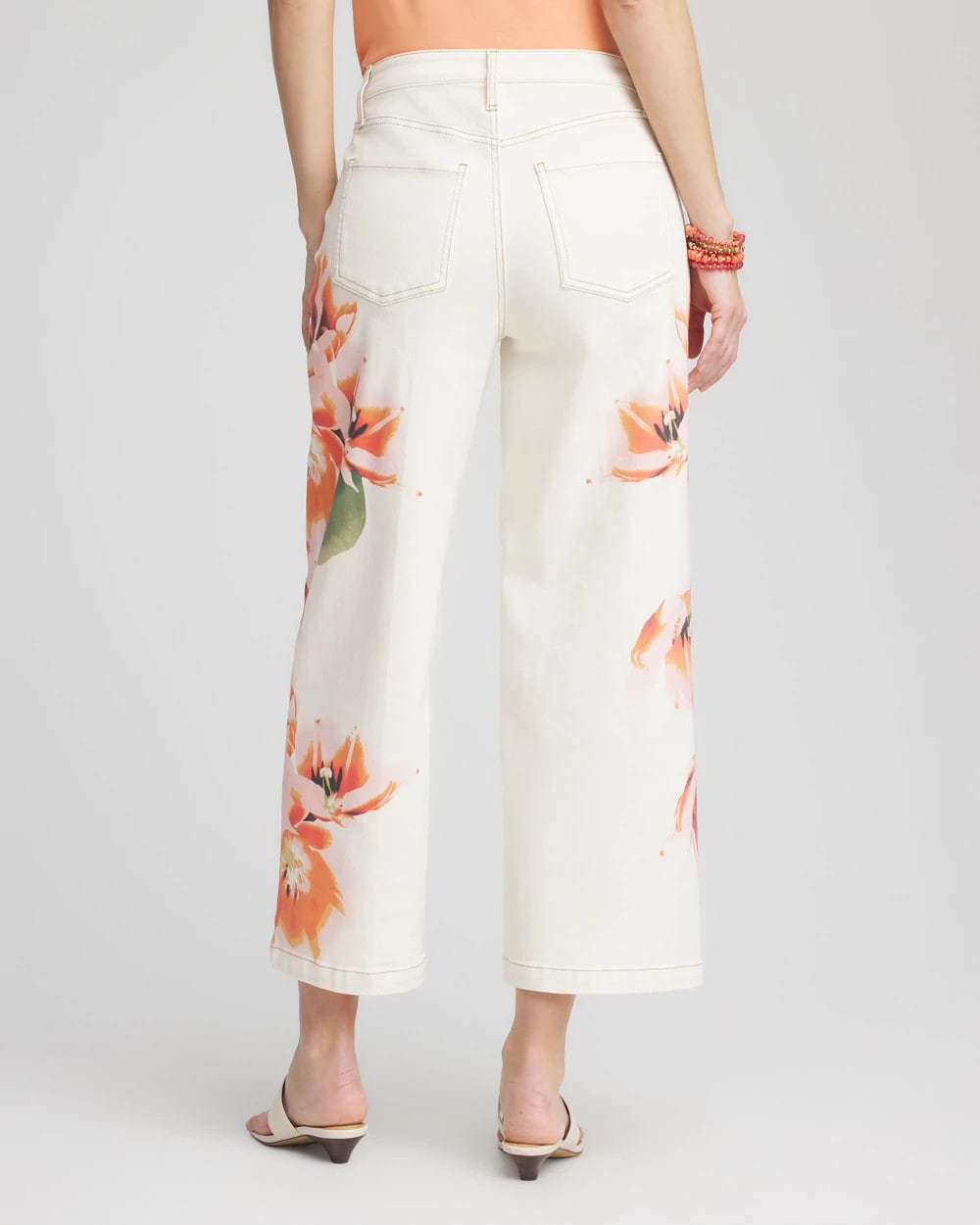 Chico's Women | Petite Floral High-Rise Wide-Leg Cropped Jeans SEA SALT