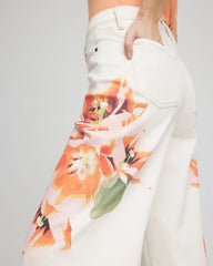Chico's Women | Petite Floral High-Rise Wide-Leg Cropped Jeans SEA SALT