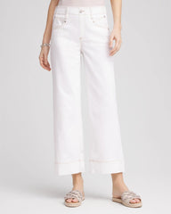 Chico's Women | Petite No Stain Pull-On Wide Leg Cropped Jeans ALABASTER