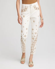 Chico's Women | Petite Embellished Girlfriend Slim Ankle Jeans SEA SALT