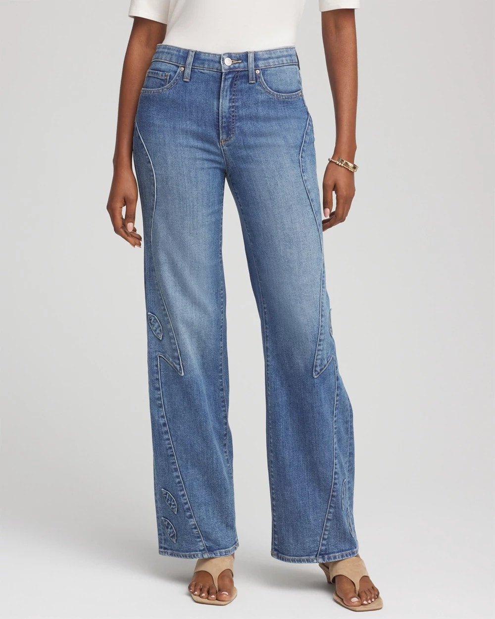 Chico's Women | Petite Appliqué High-Rise Wide-Leg Jeans AVENIDA INDIGO