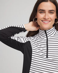 Chico's Women | Zenergy® UPF Striped Block Half Zip BLACK