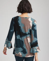 Chico's Women | Travelers™ Crystal Flounce Sleeve Tunic TEAL SHADOW