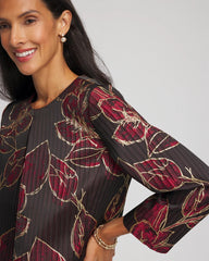 Chico's Women | Travelers™ Collection Jacquard Foiled Floral Jacket RED
