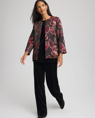 Chico's Women | Travelers™ Collection Jacquard Foiled Floral Jacket RED