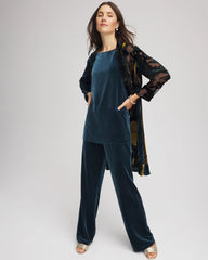 Chico's Women | Travelers™ Collection Floral Burnout Kimono Jacket TEAL SHADOW