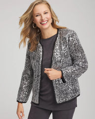Chico's Women | Travelers™ Collection Refined Sequins Netted Jacket SERENE GRAY