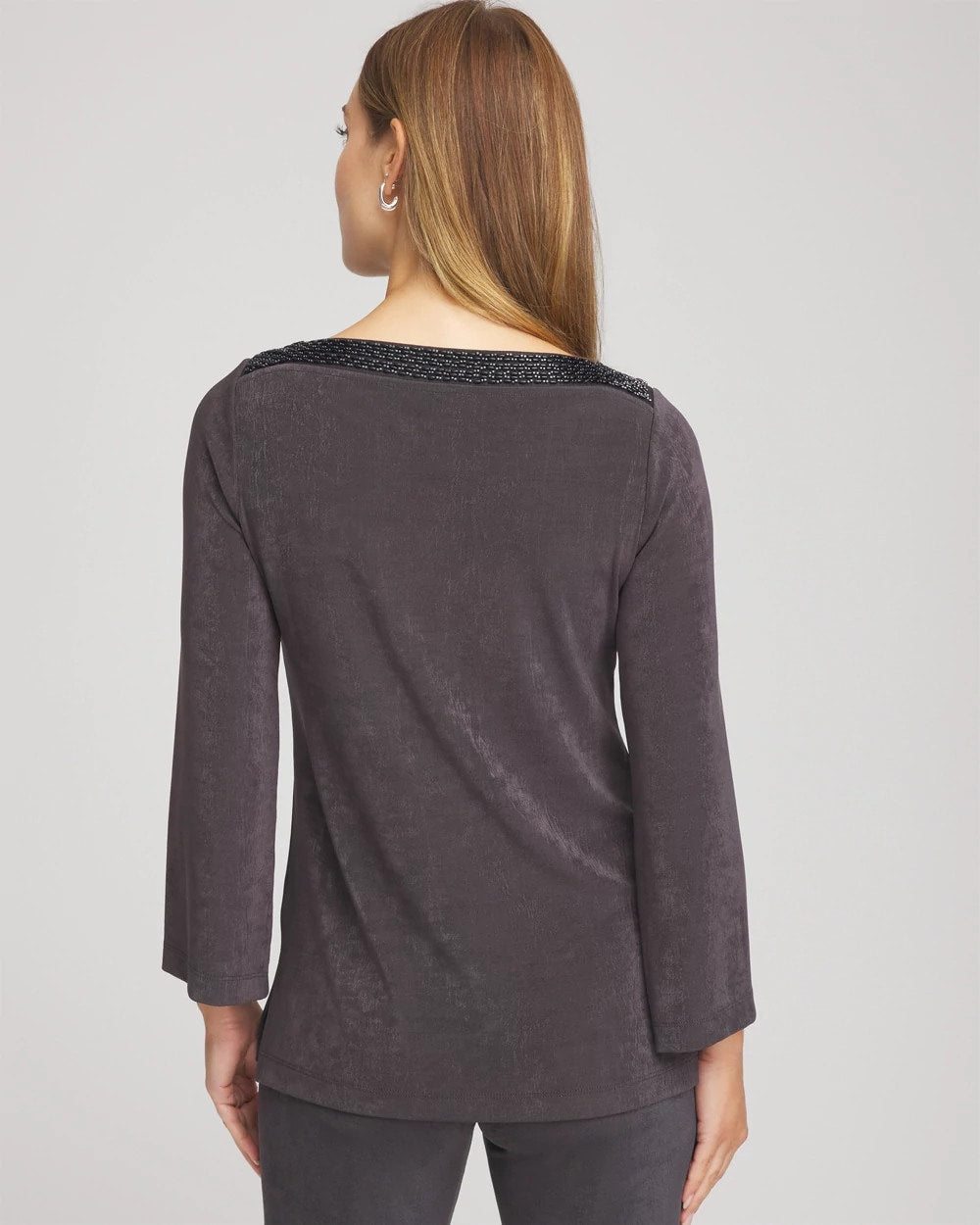 Chico's Women | Travelers™ Koia Pearl Beaded Tunic SERENE GRAY