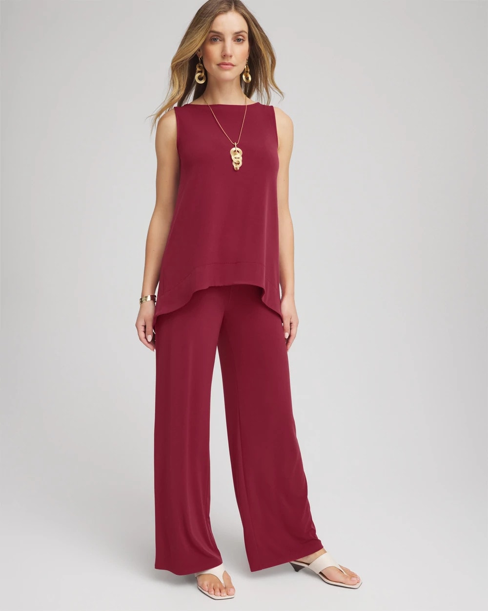 Chico's Women | Travelers™ Knit Wide-Leg Pants RUSSET RED