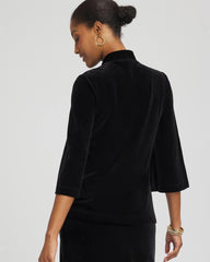 Chico's Women | Travelers™ Velvet V-Neck Kimono Sleeve Top TRAVELERS BLACK