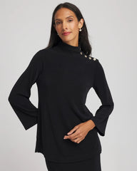 Chico's Women | Travelers™ Button Mockneck Top TRAVELERS BLACK