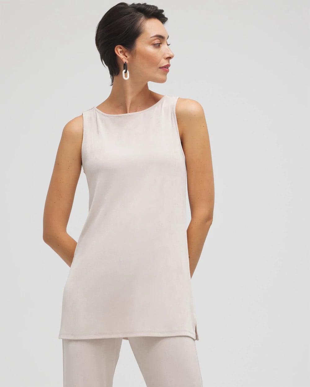 Chico's Women | Travelers™ Classic Side-Slit Tank SMOKEY TAUPE