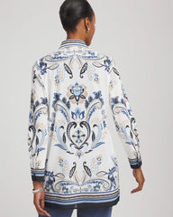 Chico's Women | Travelers™ Collection Paisley Mesh Shirt Jacket CANYON BLUE