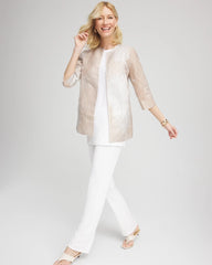 Chico's Women | Travelers™ Collection Metallic 3/4 Sleeve Jacket CAFE AROMA