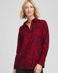 Chico's Women | No Iron™ Vinstra Scrolls Shirt CARMINE RED