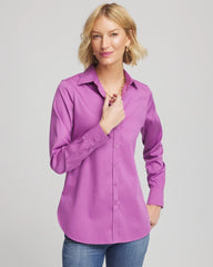 Chico's Women | No Iron™ Stretch-Sateen Shirt GOOSEBERRY