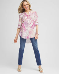Chico's Women | No Iron™ Multi Paisley Linen Tunic FRENCH BLUSH
