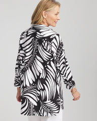 Chico's Women | No Iron™ Printed Palms Button Down Tunic BLACK