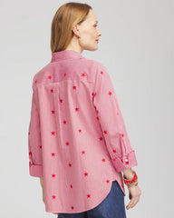 Chico's Women | No Iron™ Stars & Stripes  Sateen Shirt RED GLOW