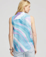 Chico's Women | No Iron™ Linen Tie-Front Sleeveless Shirt PARADISO BLUE
