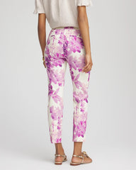 Chico's Women | Brigitte™ Floral Pull-On Slim Cropped Pants PLUM SHADE