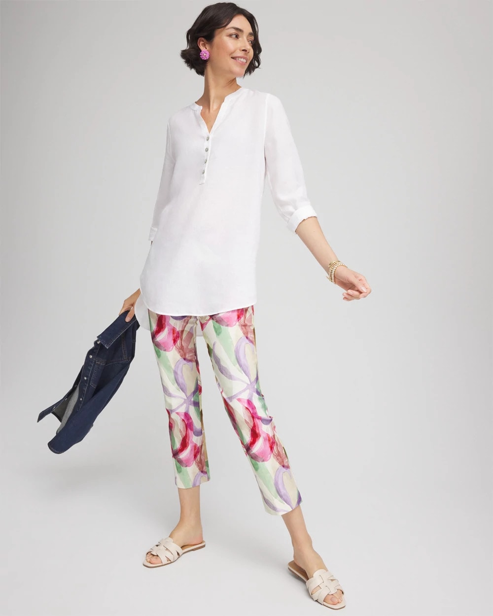 Chico's Women | Brigitte™ Slub Slim Cropped Pants ECRU