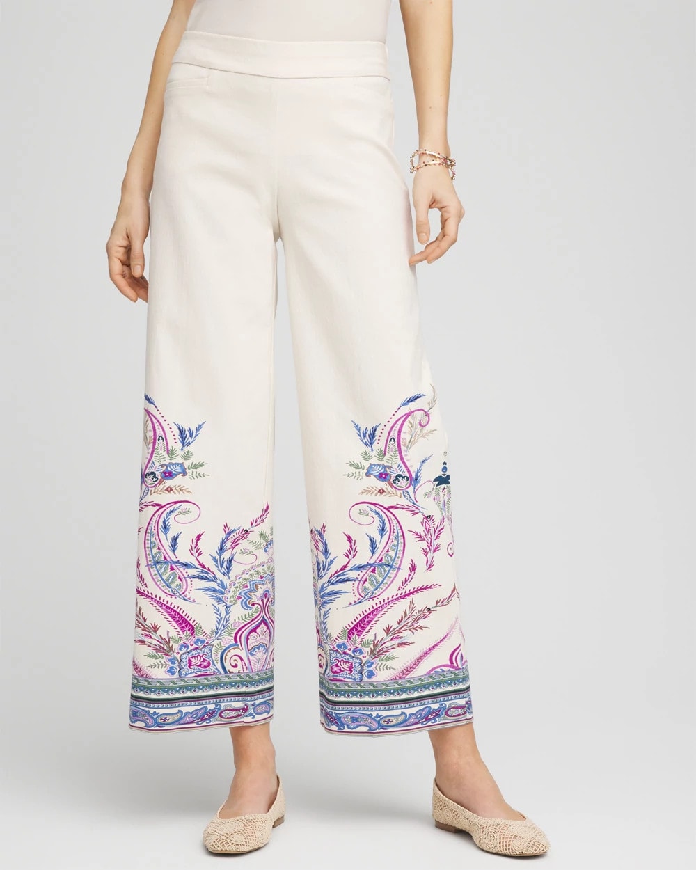 Brigitte™ Paisley Wide-Leg Cropped Pants