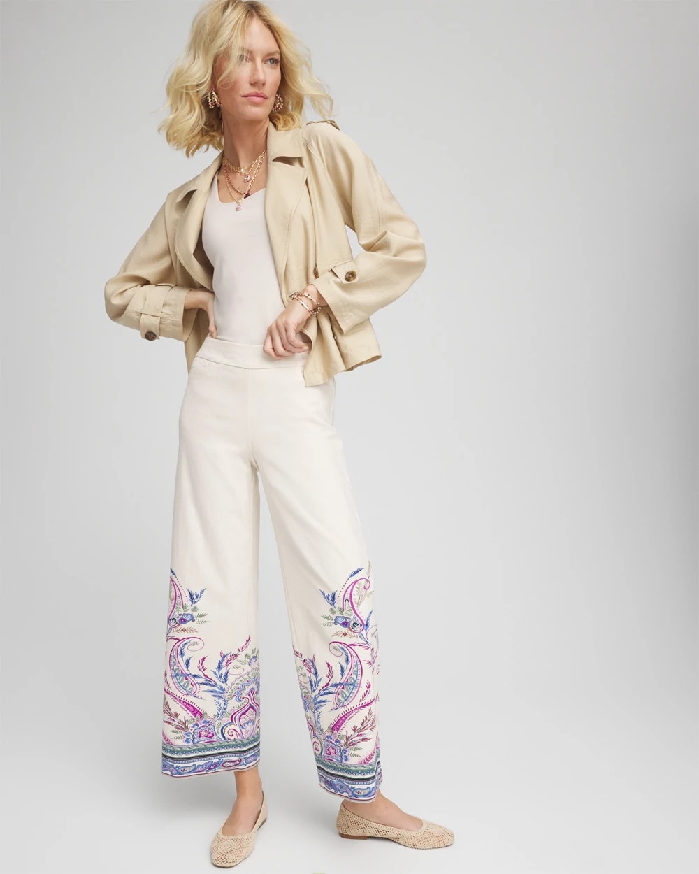 Brigitte™ Paisley Wide-Leg Cropped Pants