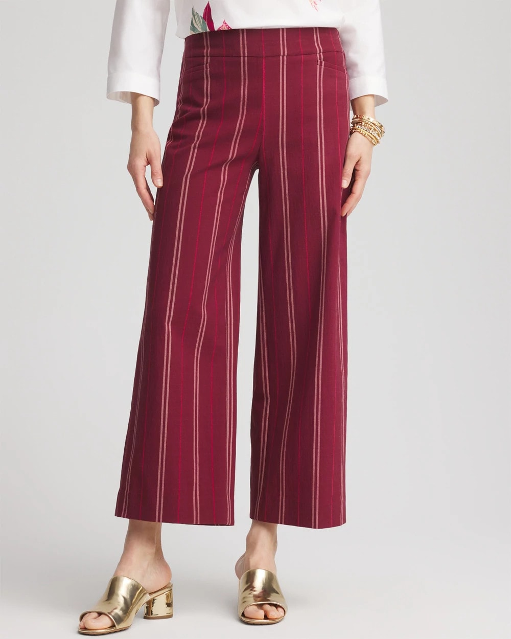 Brigitte™ Striped Slub Wide-Leg Cropped Pants
