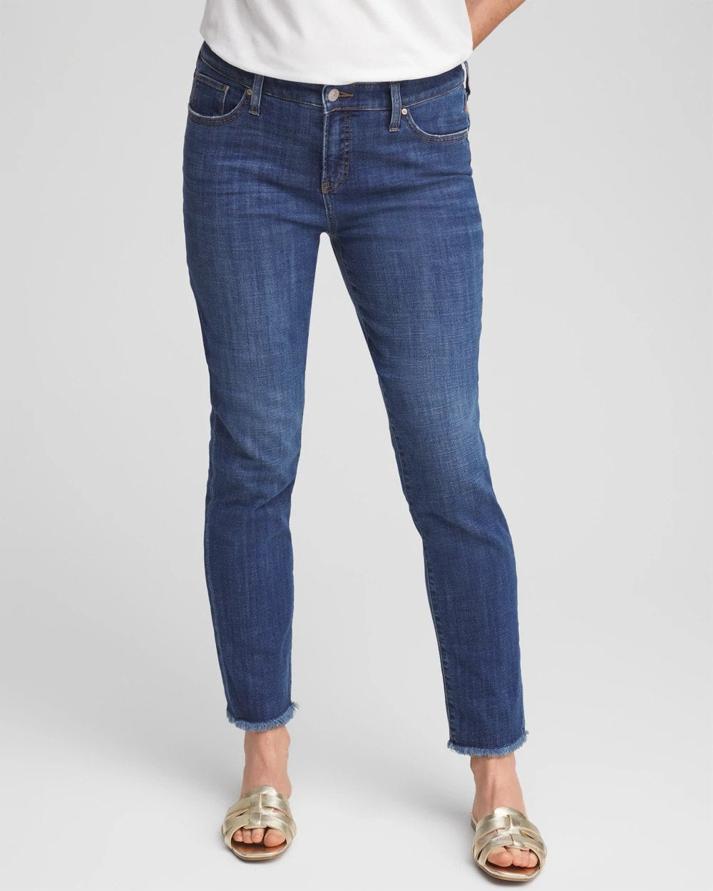 Girlfriend Slim Frayed Ankle Jeans