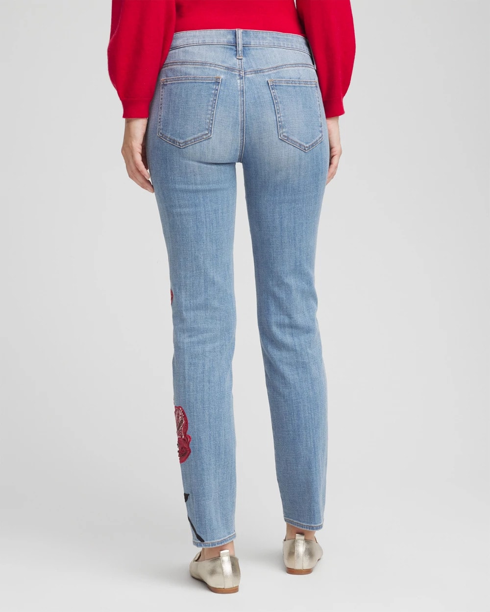 Placed Floral Girlfriend Slim Ankle Jeans
